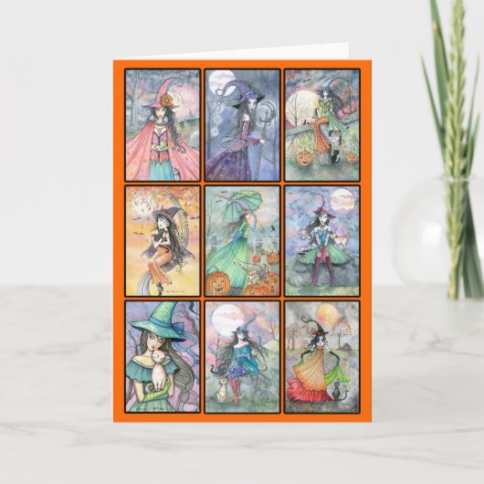 Neuf Sorcières Carte d'Halloween (Devant)