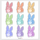 Neuf Stickers Corgi colorés (Feuille)