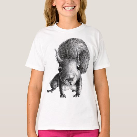 Neugieriges Eichhörnchen Handzeichnung T-shirt (Voorkant)