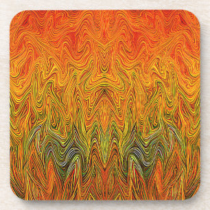 "Neural Firestorm" Abstract geel Sinaasappel Bier Onderzetter