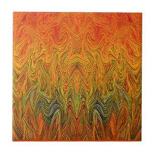 "Neural Firestorm" Abstract geel Sinaasappel Tegeltje