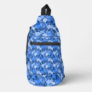 Neural Network Blauwe Neuronen Print Cut Naaizak Sling Bag