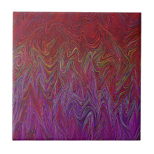 "Neurale Firestorm" Abstract" Rood Paarse Tegeltje