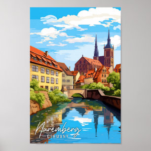 Neurenberg Duitsland Kunst vintage reisillustratie Poster
