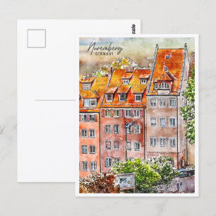 Neurenberg Duitsland Travel Place Waterverf Briefkaart