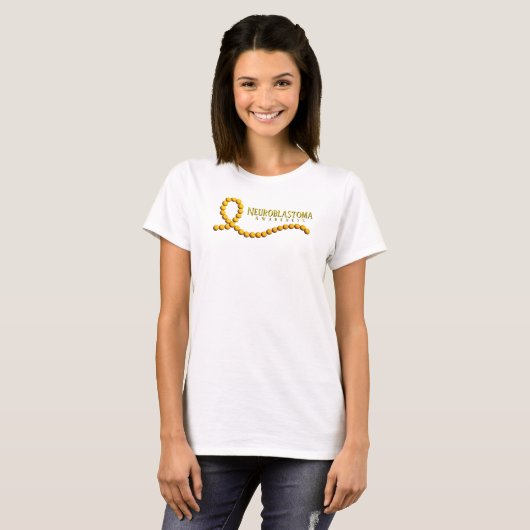 Neuroblastoma Gold Beaded Bewustmakelijkheid T-shirt (Voorkant volledig)