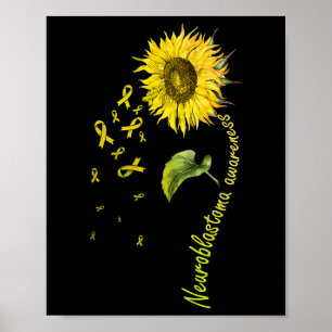 Neuroblastoom bewustzijn zonnebloem poster