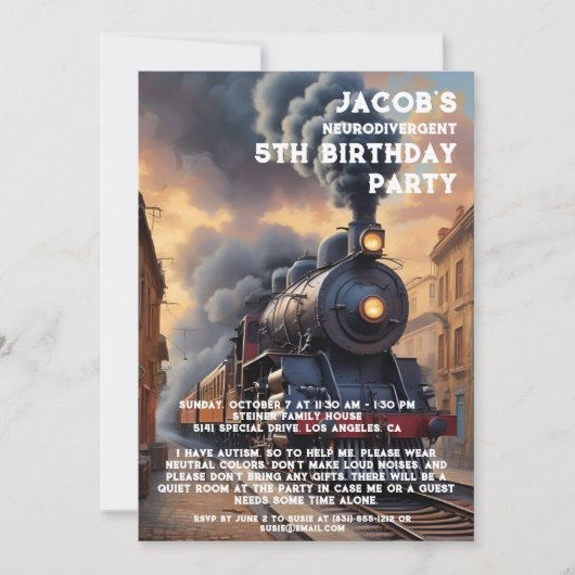 Neurodivergent Autiste Invitation de fête d'annive (Devant)