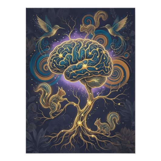 Neurodivergent Brain Tree Poster – Nature Art (Devant)