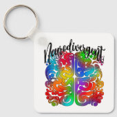 Neurodivergent Rainbow Brain voor Autisme Acceptat Sleutelhanger (Voorkant)