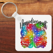 Neurodivergent Rainbow Brain voor Autisme Acceptat Sleutelhanger (Voorkant)