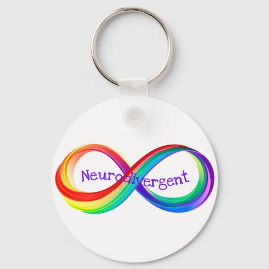 Neurodivergent Rainbow Infinity Symbol Button Sleutelhanger (Voorkant)