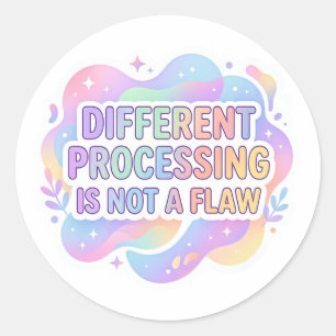Neurodivergente Bevestiging Pastel Typografie Deca Ronde Sticker