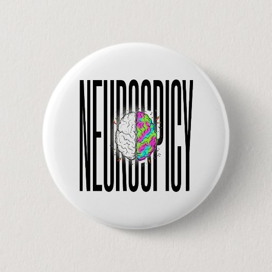 Neurodivergente Neurospicy Hersen  Ronde Button 5,7 Cm (Voorkant)