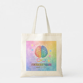 Neurodiverse and Proud Inspirational Quote Pastel Tote Bag