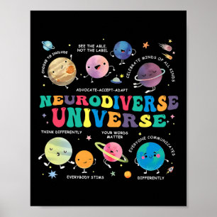 Neurodiverse heelal Ruimteplaneet Autistisch Autis Poster