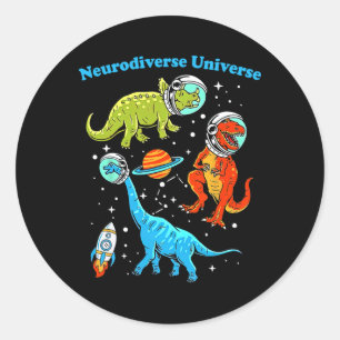 Neurodiverse Universum Dinosaurussen Ruimte ADHD A Ronde Sticker