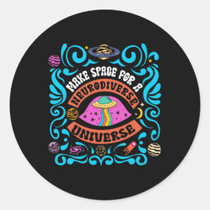 Neurodiverse Universum Neurodiversiteit ADHD Autis Ronde Sticker