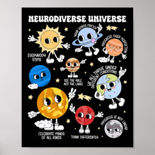 Neurodiverse Universum Planeet Autisme Bewustzijn Poster