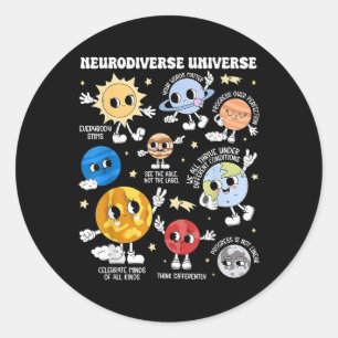 Neurodiverse Universum Planeet Autisme Bewustzijn Ronde Sticker