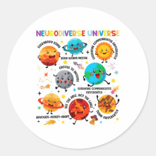 Neurodiverse Universum Ruimteplaneet Special Educa Ronde Sticker