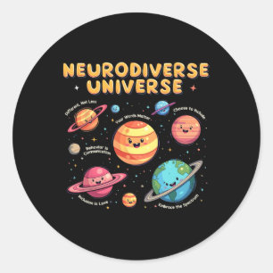 Neurodiverse Universum Speciaal Onderwijs Autisme Ronde Sticker