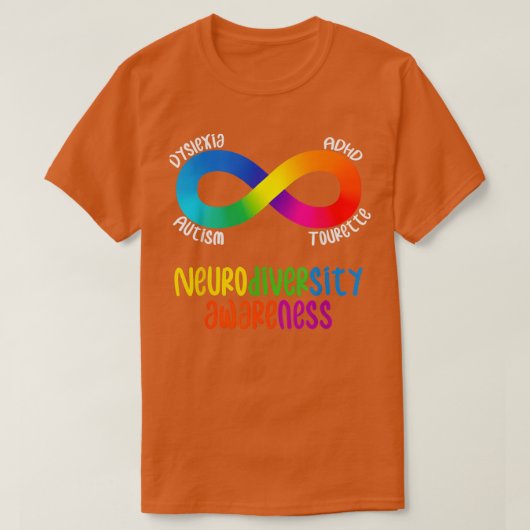 Neurodiversiteit Bewustheid ADHD Autisme Dyslexie T-shirt (Design voorkant)