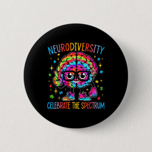 Neurodiversiteit Hersenen Autisme Bewustzijn Asd A Ronde Button 5,7 Cm