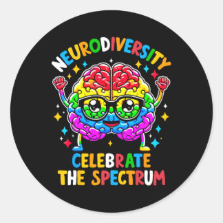 Neurodiversiteit hersenen autisme bewustzijn ronde sticker