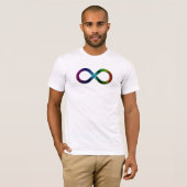 Neurodiversiteit infinity waterverf over zwart t-shirt (Voorkant volledig)