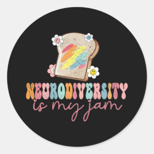 Neurodiversiteit is mijn jam inclusie autisme Awar Ronde Sticker