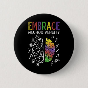 Neurodiversiteit Omhels ADHD Autisme en hersenen Ronde Button 5,7 Cm