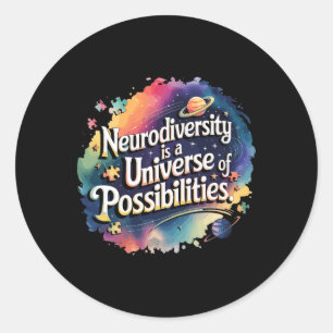 Neurodiversiteit Universum van mogelijkheden in de Ronde Sticker