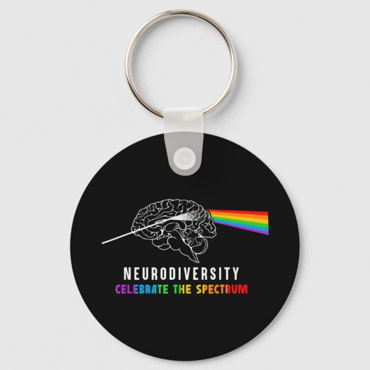 Neurodiversiteit, vieren het spectrum. De hersenen Sleutelhanger (Voorkant)