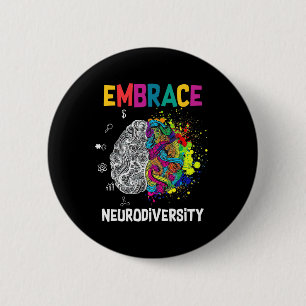 Neurodiversiteit vieren het spectrum - hersenautis ronde button 5,7 cm