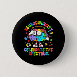 Neurodiversiteit vieren het spectrum - hersenautis ronde button 5,7 cm