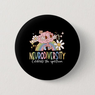 Neurodiversiteit vieren het spectrum - hersenautis ronde button 5,7 cm