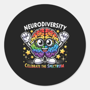 Neurodiversiteit vieren het spectrum - hersenautis ronde sticker