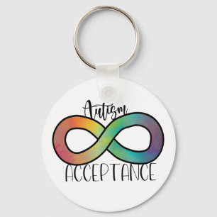 Neurodiversity Autism Acceptance Rainbow Button Sleutelhanger