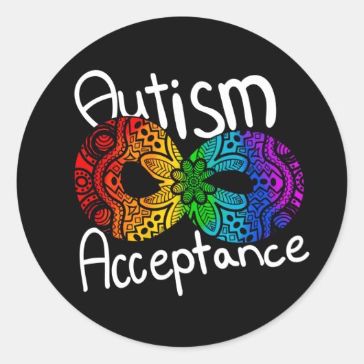 Neurodiversity Autism Acceptatie Rainbow Button Cl Ronde Sticker (Voorkant)