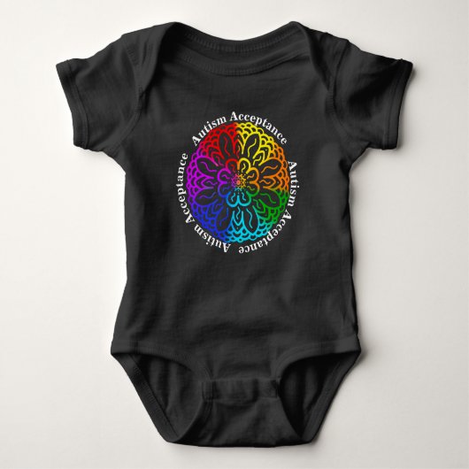Neurodiversity Autism Acceptatie Rainbow Mandala B Romper (Voorkant)