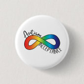 Neurodiversity Autism Acceptation Rainbow Button (Voorkant)