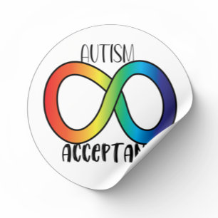 Neurodiversity Autism Acceptation Rainbow Button Ronde Sticker