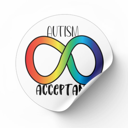 Neurodiversity Autism Acceptation Rainbow Button Ronde Sticker