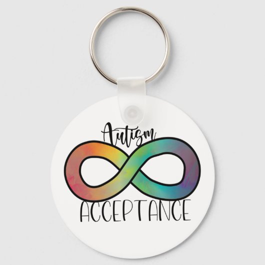 Neurodiversity Autism Acceptation Rainbow Button Sleutelhanger (Voorkant)