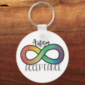Neurodiversity Autism Acceptation Rainbow Button Sleutelhanger (Achterkant)