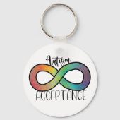 Neurodiversity Autism Acceptation Rainbow Button Sleutelhanger (Achterkant)