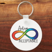 Neurodiversity Autism Acceptation Rainbow Button Sleutelhanger (Achterkant)