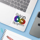 Neurodiversity Autism Awareness Acceptatie Rainbow Sticker (Laptop met iPhone)
