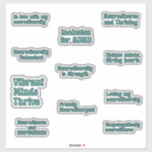 Neurodiversity Awareness Blauwgroen Tekst Sticker  (Vel)